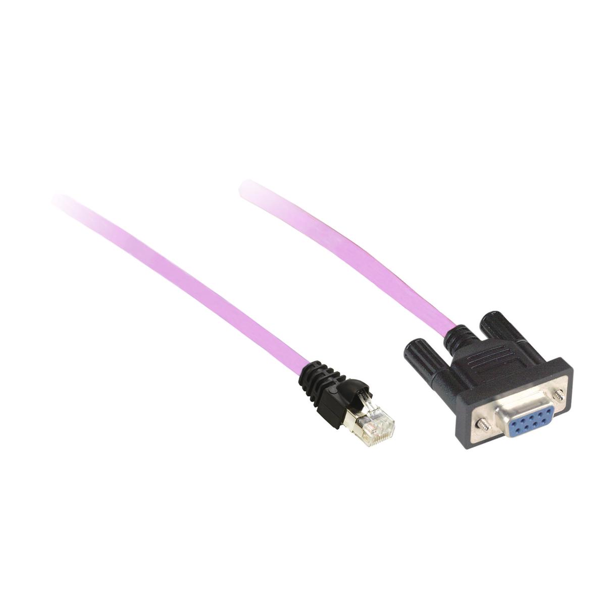CANopen preassembled cable, for CANopen bus, 1m, 1 x RJ45, 1 female SUB D 9