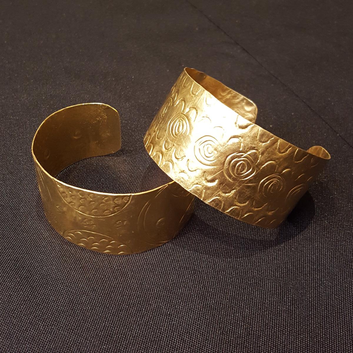 Golden Brass Hand-Etched Bracelet