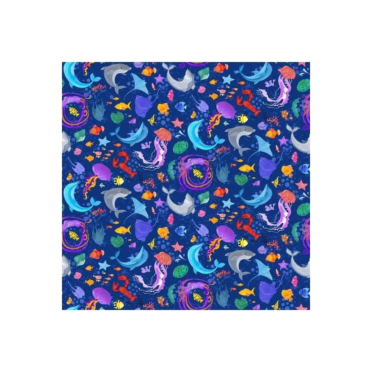 Northcott Fabrics, ABC 123 Collection - Water Animals - DP24948 (Sold By 1/2 Meter)