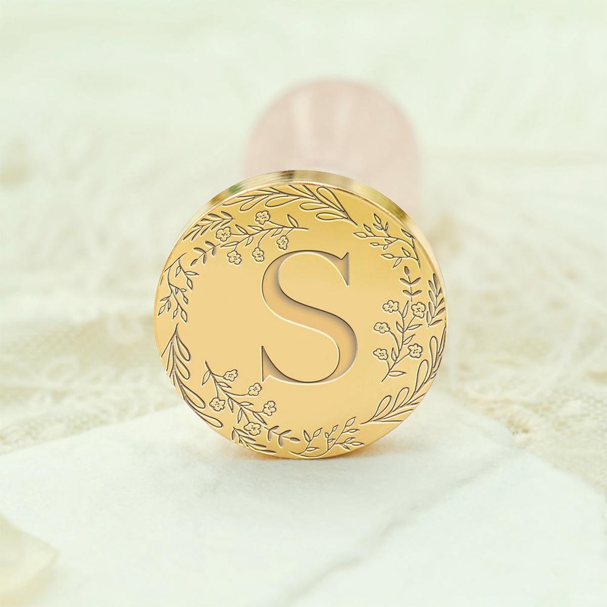 Custom Single Letter Borderless Botanical Wax Seal Stamp (27 Designs)