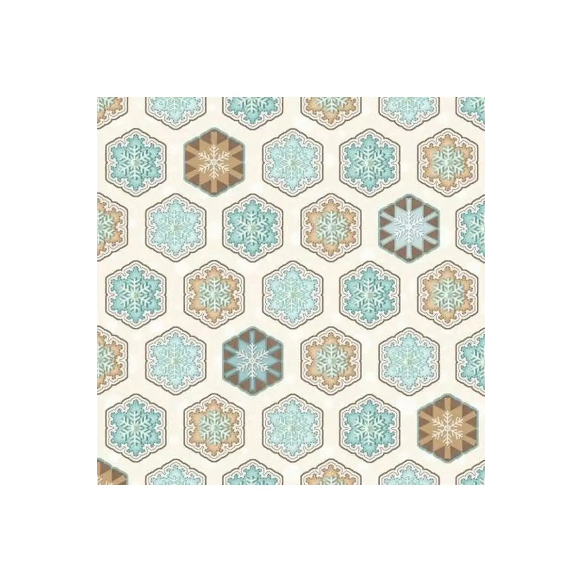 Henry Glass & Co. Fabrics, I Love Sn'Gnomies Collection - Multi Hexi Snowflakes Flannel* (Sold By 1/2 Meter)
