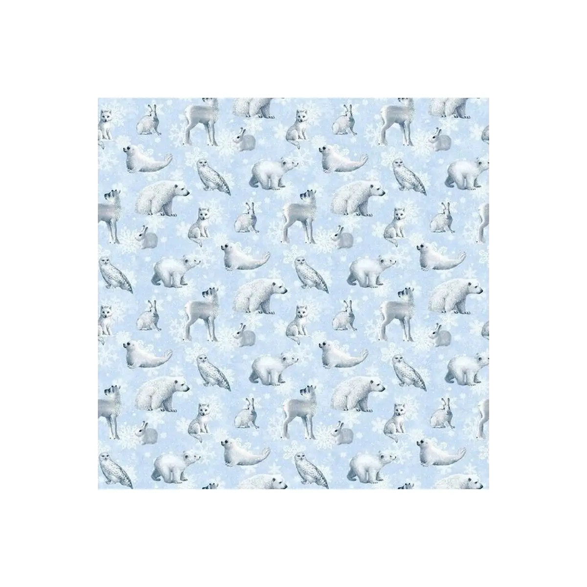 Northcott Fabrics, Father Christmas Collection - Animals Light Blue - 24694-42 (Sold By 1/2 Meter)
