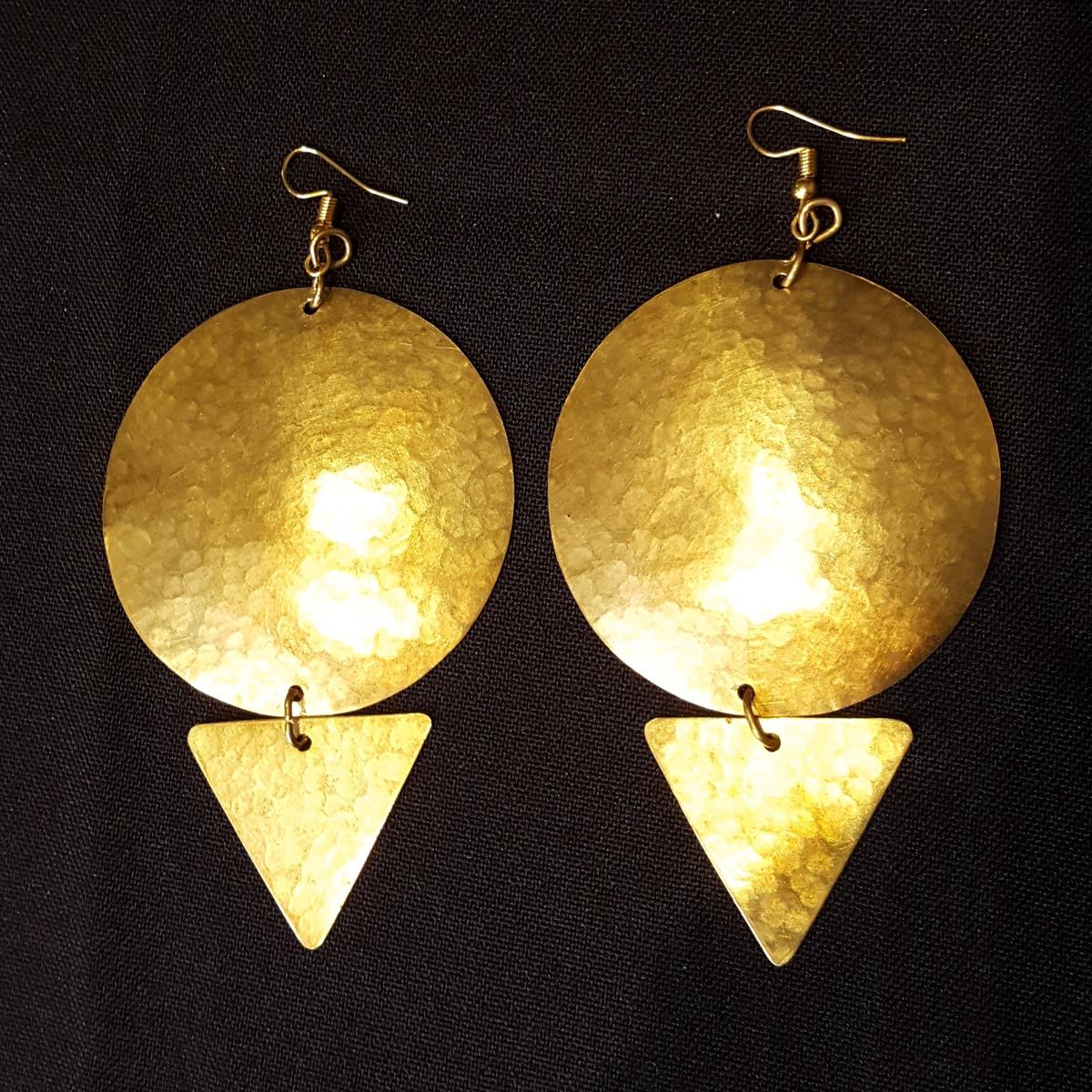 Golden Brass 'Full Moon' Earrings