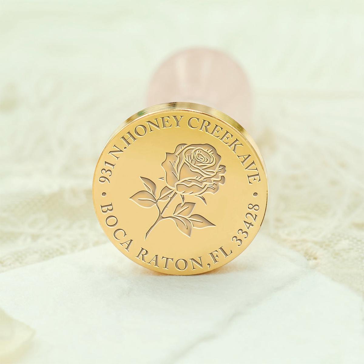 Natural Plant Custom Address Wax Seal Stamp - Rose