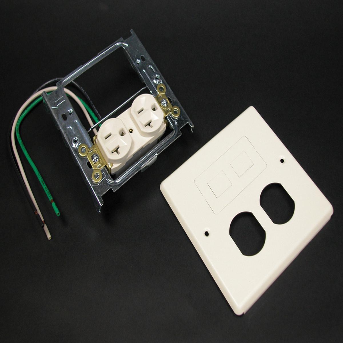 4047 Two-Gang Cover One Duplex Receptacle Installed One Modular Furniture Opening