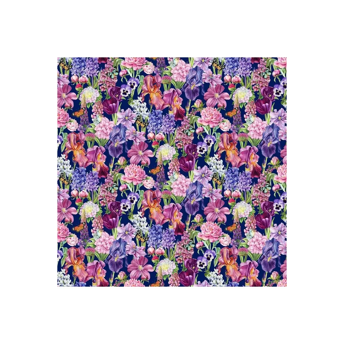 Northcott Fabrics, Deborah's Garden Collection - LG Packed Floral Navy - DP25590-49 (Sold By 1/2 Meter)