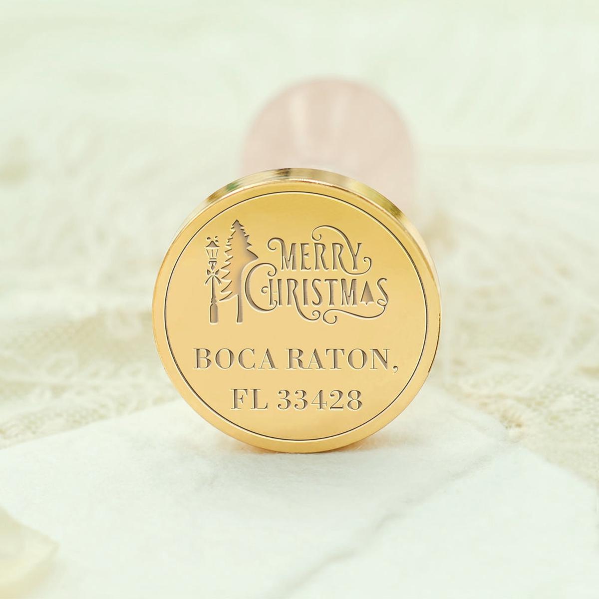 Christmas Trees & Street Lamp Custom Address Wax Seal Stamp