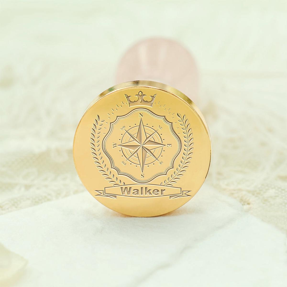 Custom Family Crest Wax Seal Stamp with Name, Initial, or Totem - Style 14