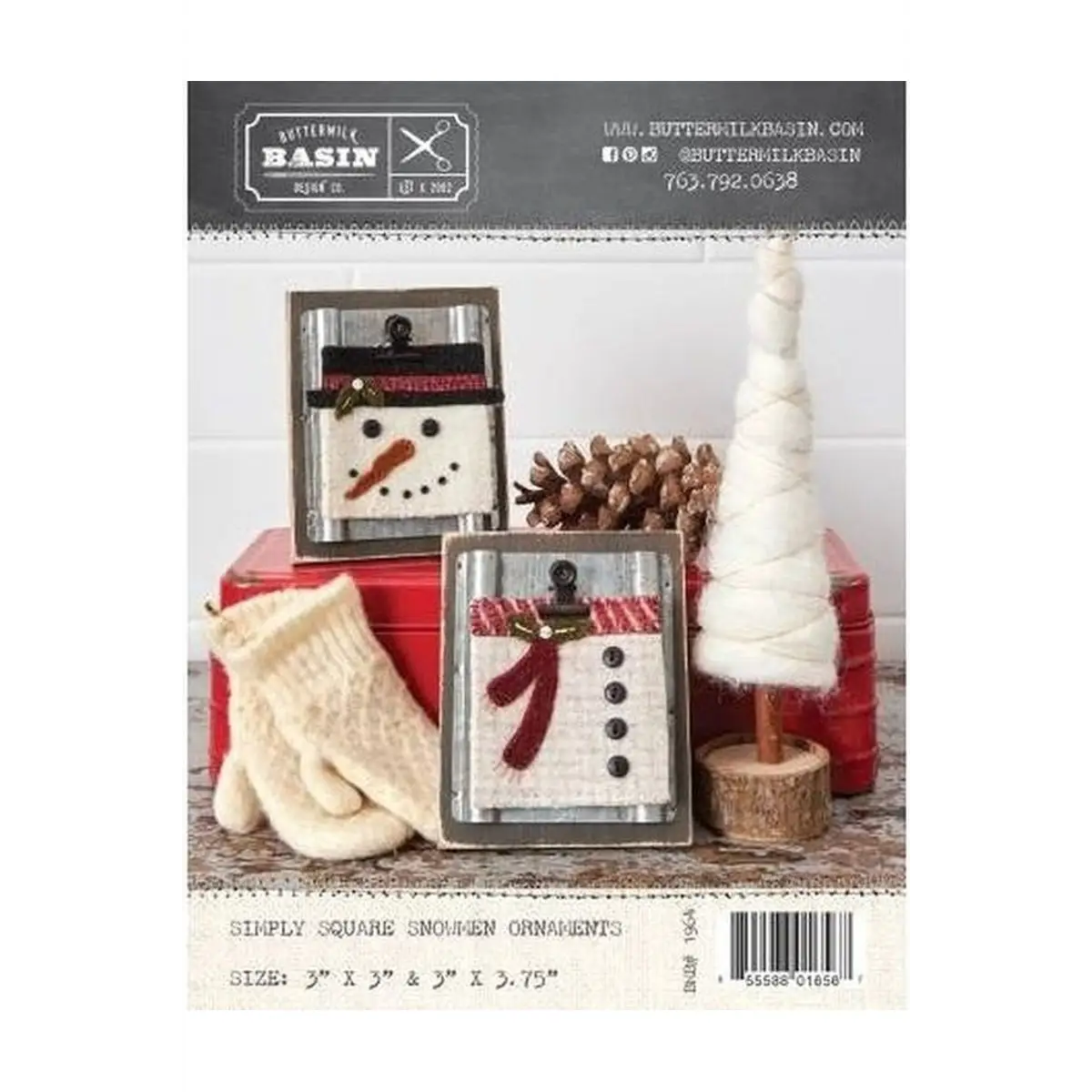 Sewing Pattern: Simply Square Snowmen Ornaments