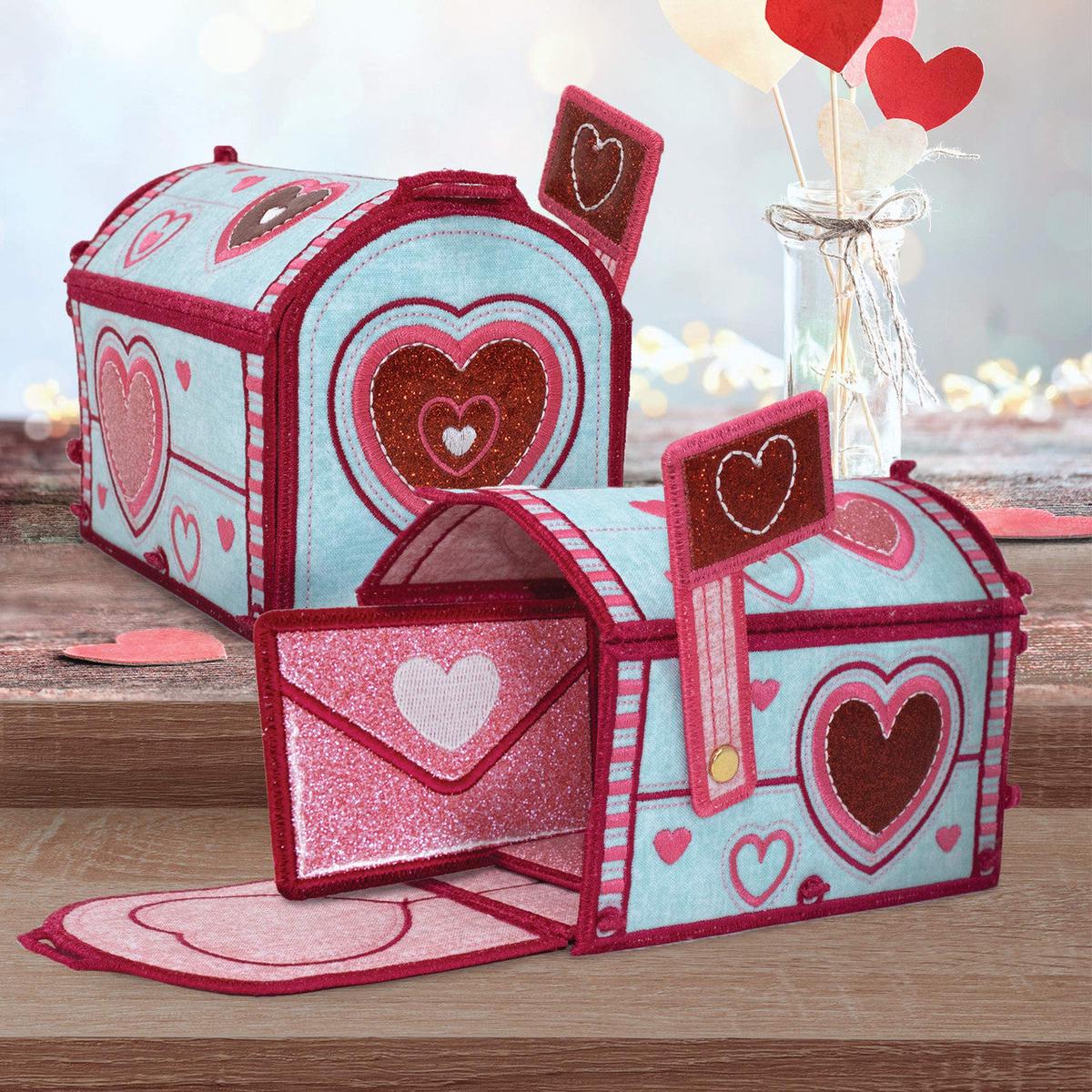 SCISSORTAIL STITCHES - Freestanding Valentine's Mailbox Embroidery USB
