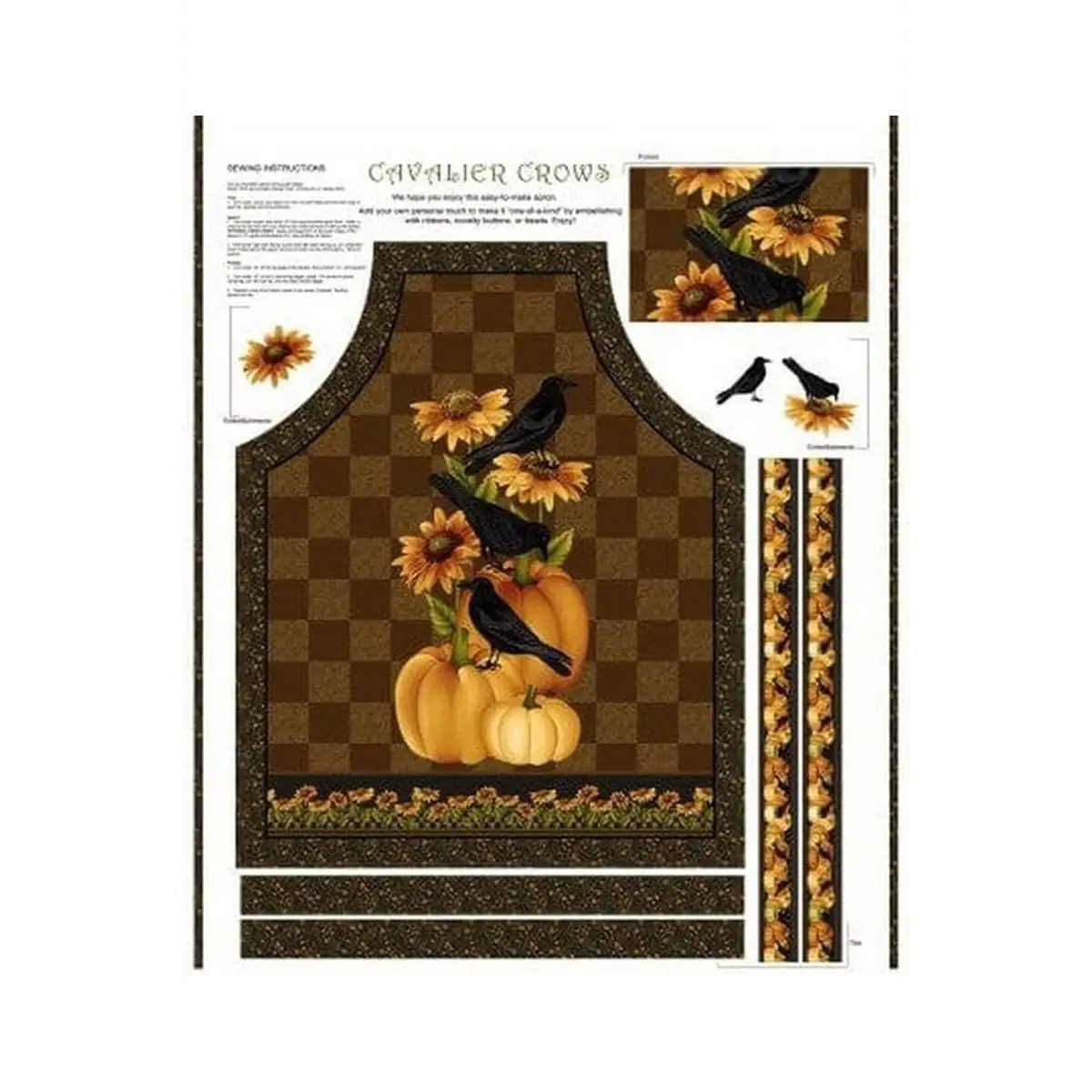 Henry Glass & Co. Fabrics, Cavalier Crows Collection - Apron Panel - 2816P-38* (Sold By 1/2 Meter)