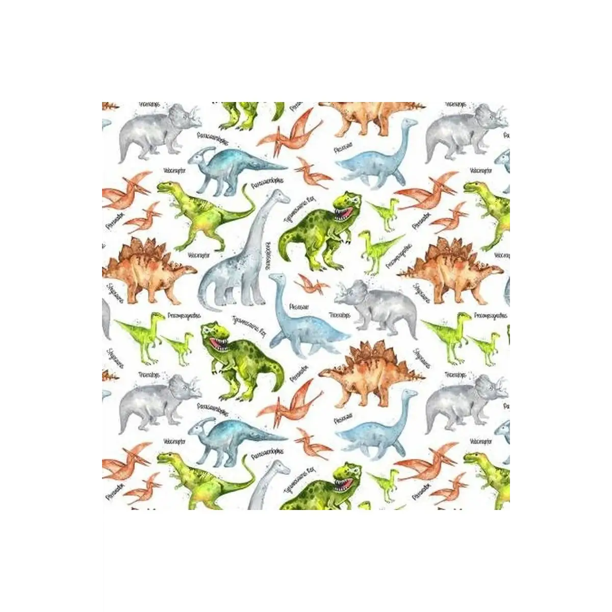 Timeless Treasures, White Dinosaurs* (Sold By 1/2 Meter)