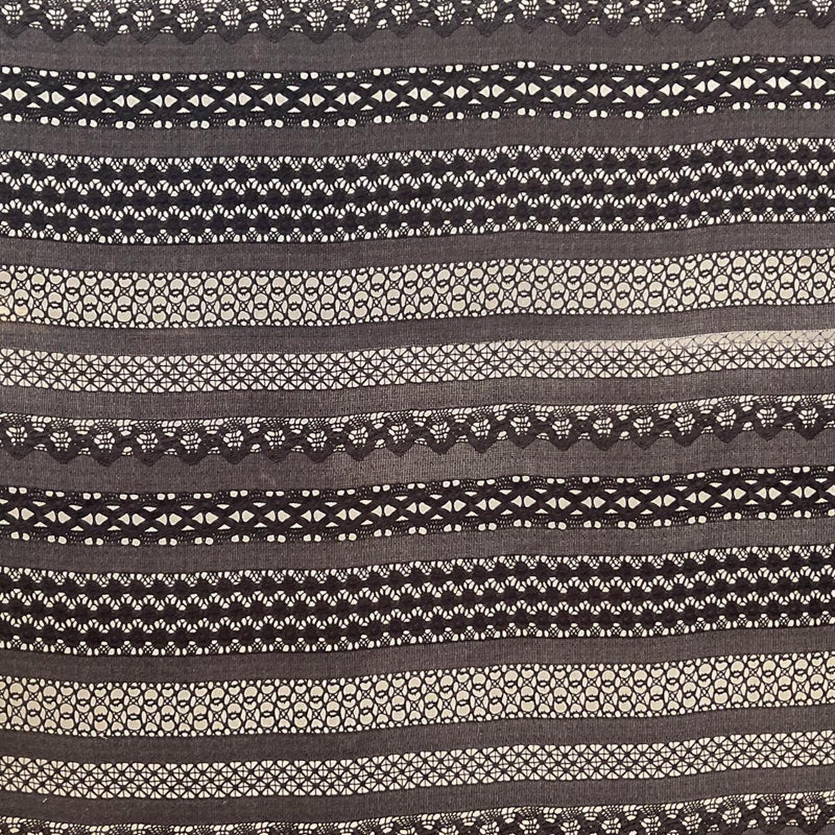 4 1/2 YD PC-Black-Ivory Multi Design Stripe Silk Chiffon Designer Remnant Fabric